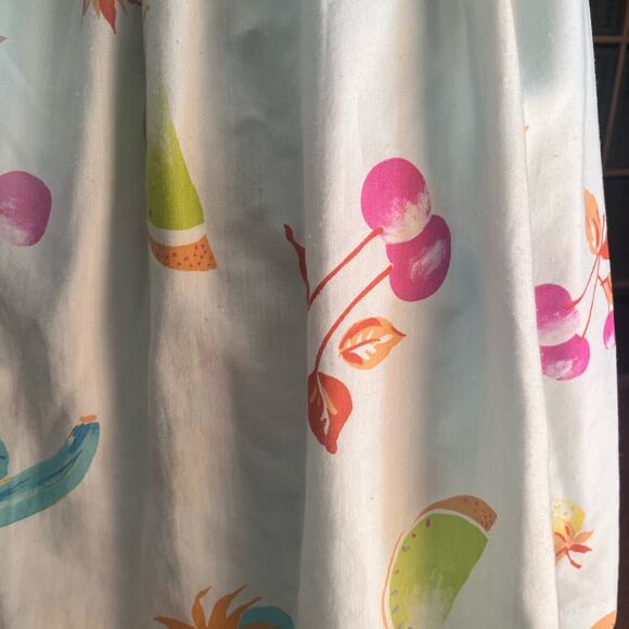 Vtg 50s Rayon Novelty Fruit Print Coquette Girly Knee Length Circle Skirt XXS - Picture 3 of 6